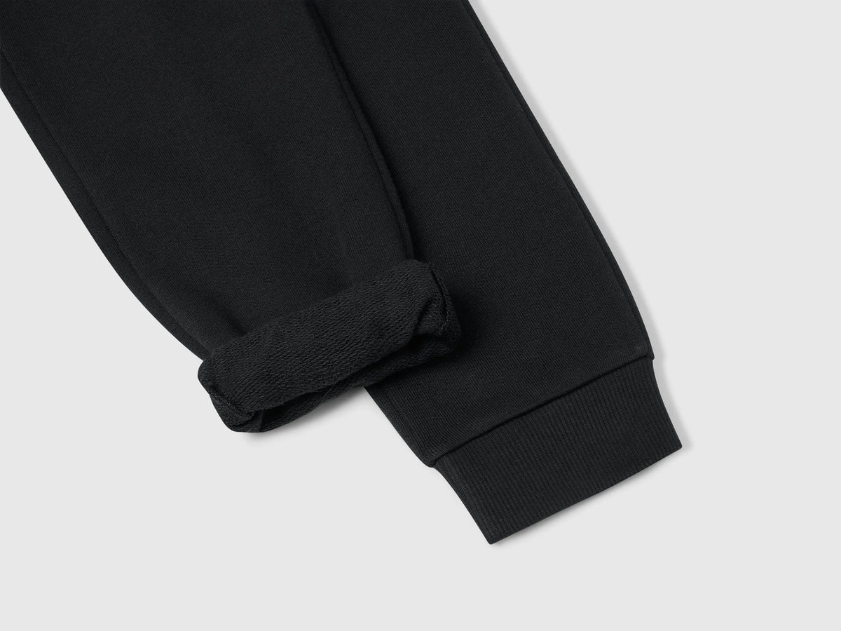 Benetton Black Boys Sporty Trousers with Drawstring SKU: 3J68CF01P_100 Image 03