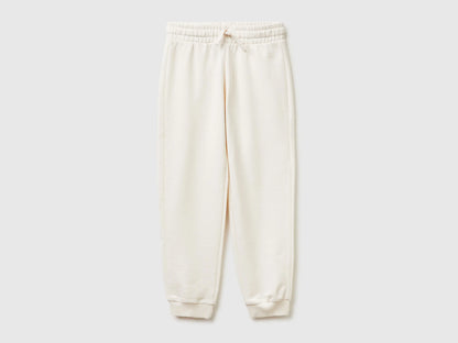 Benetton Creamy white Girls Sweatpants with Logo SKU: 3J68CF02H_00E Image 01