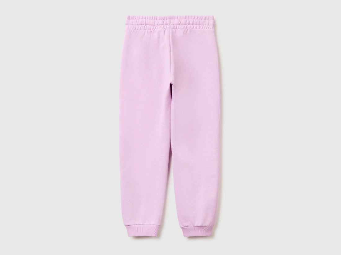 Benetton Lilac Girls Sweatpants with Logo SKU: 3J68CF02H_00L Image 02
