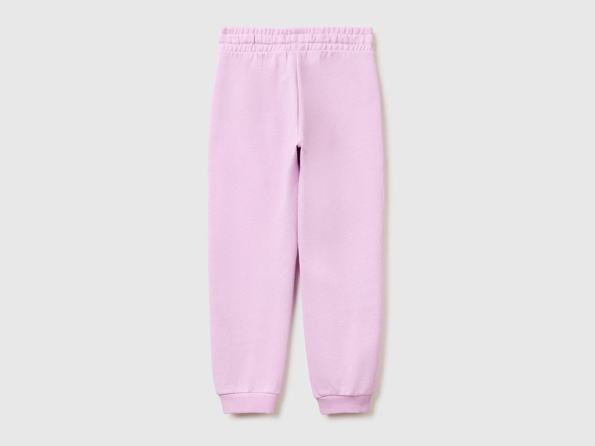 Benetton Lilac Girls Sweatpants with Logo SKU: 3J68CF02H_00L Image 02