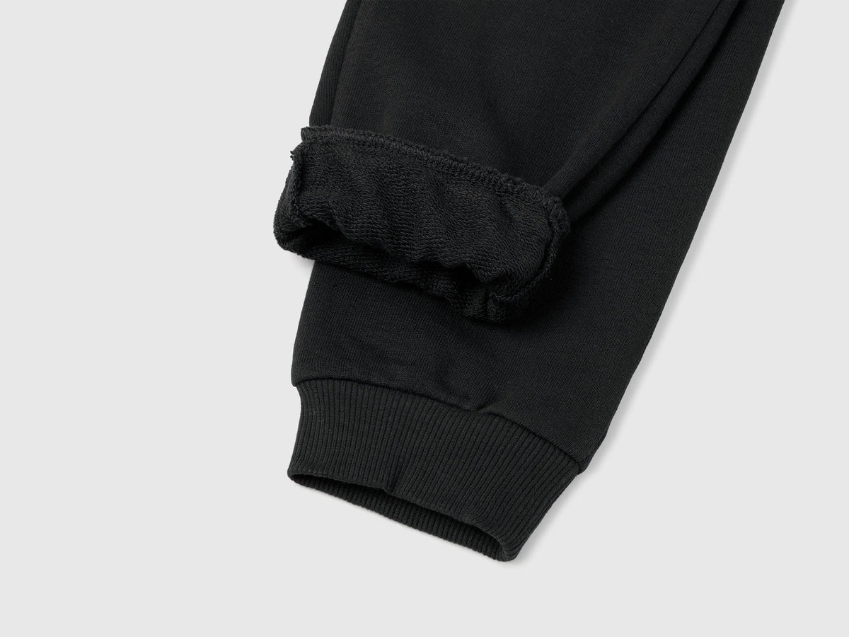 Benetton Black Girls Sweatpants with Logo SKU: 3J68CF02H_100 Image 03