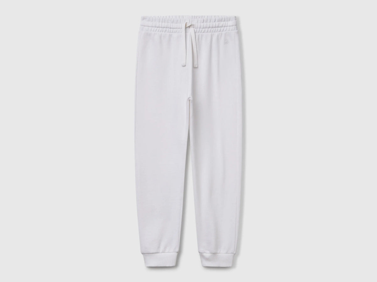Benetton White Girls Sweatpants with Logo SKU: 3J68CF02H_101 Image 01