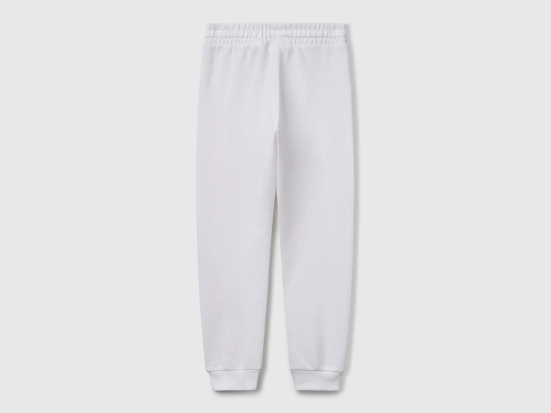 Benetton White Girls Sweatpants with Logo SKU: 3J68CF02H_101 Image 02