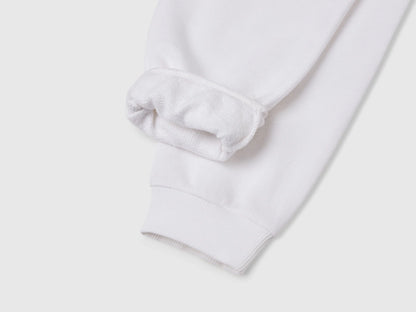Benetton White Girls Sweatpants with Logo SKU: 3J68CF02H_101 Image 03