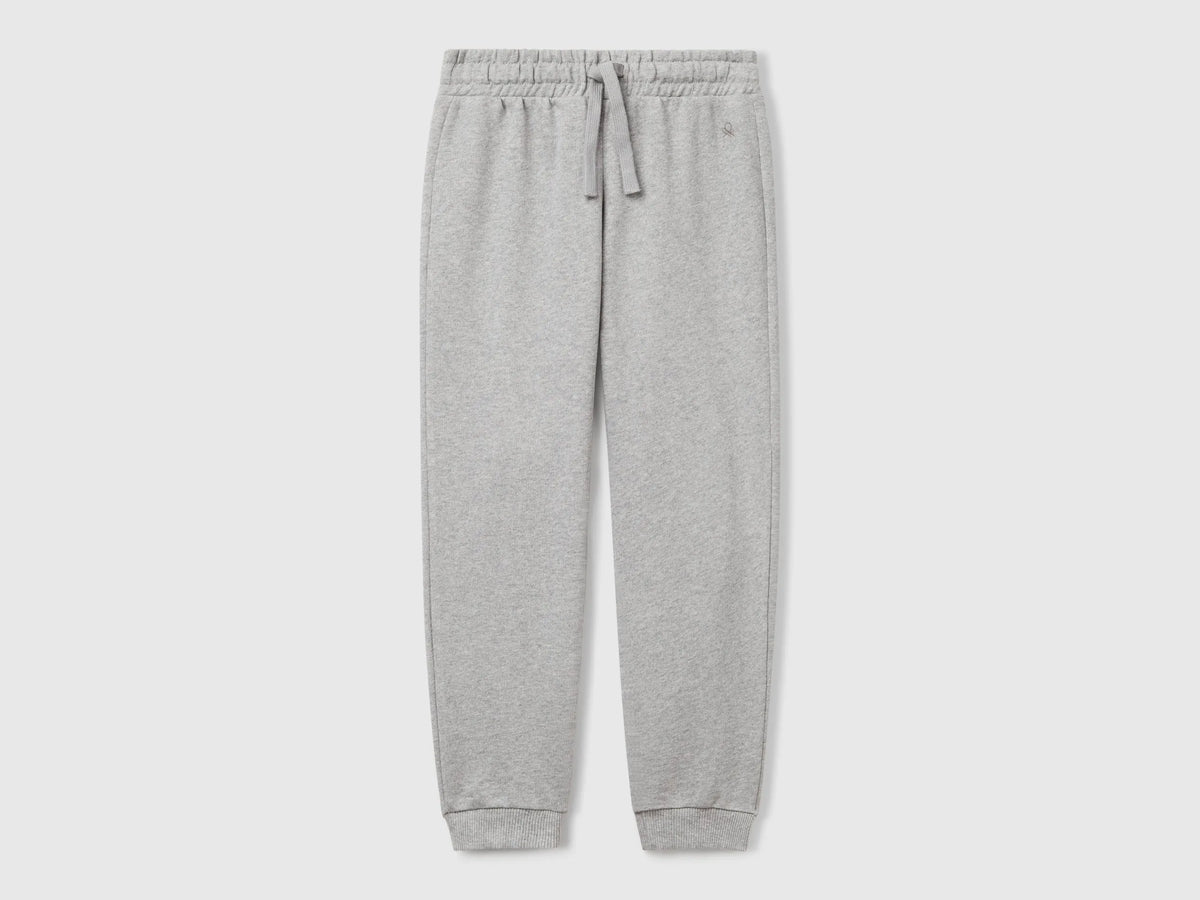Benetton Light Gray Girls Sweatpants with Logo SKU: 3J68CF02H_501 Image 01