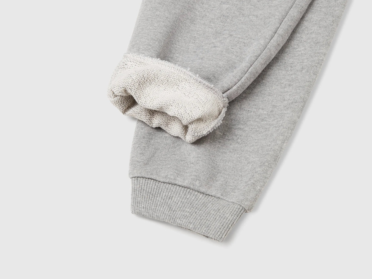 Benetton Light Gray Girls Sweatpants with Logo SKU: 3J68CF02H_501 Image 03