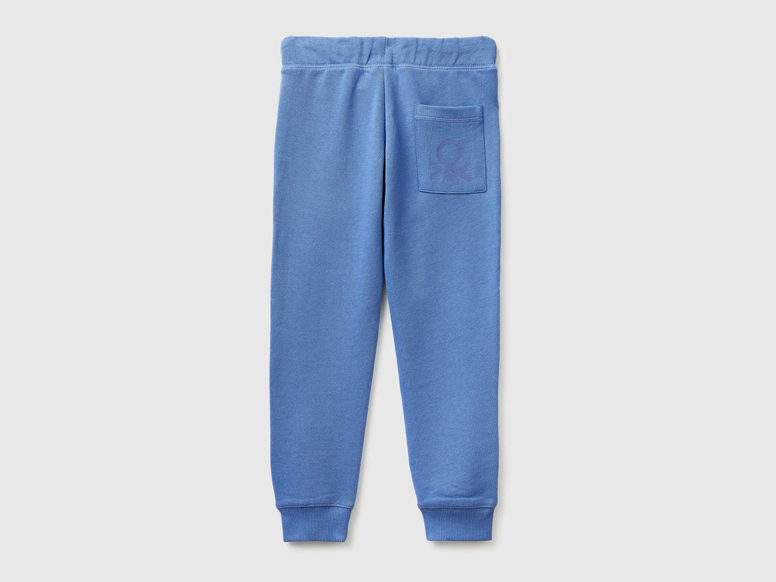 Benetton Light Blue Boys Sweatpants with Logo SKU: 3J68CF058_05N Image 02