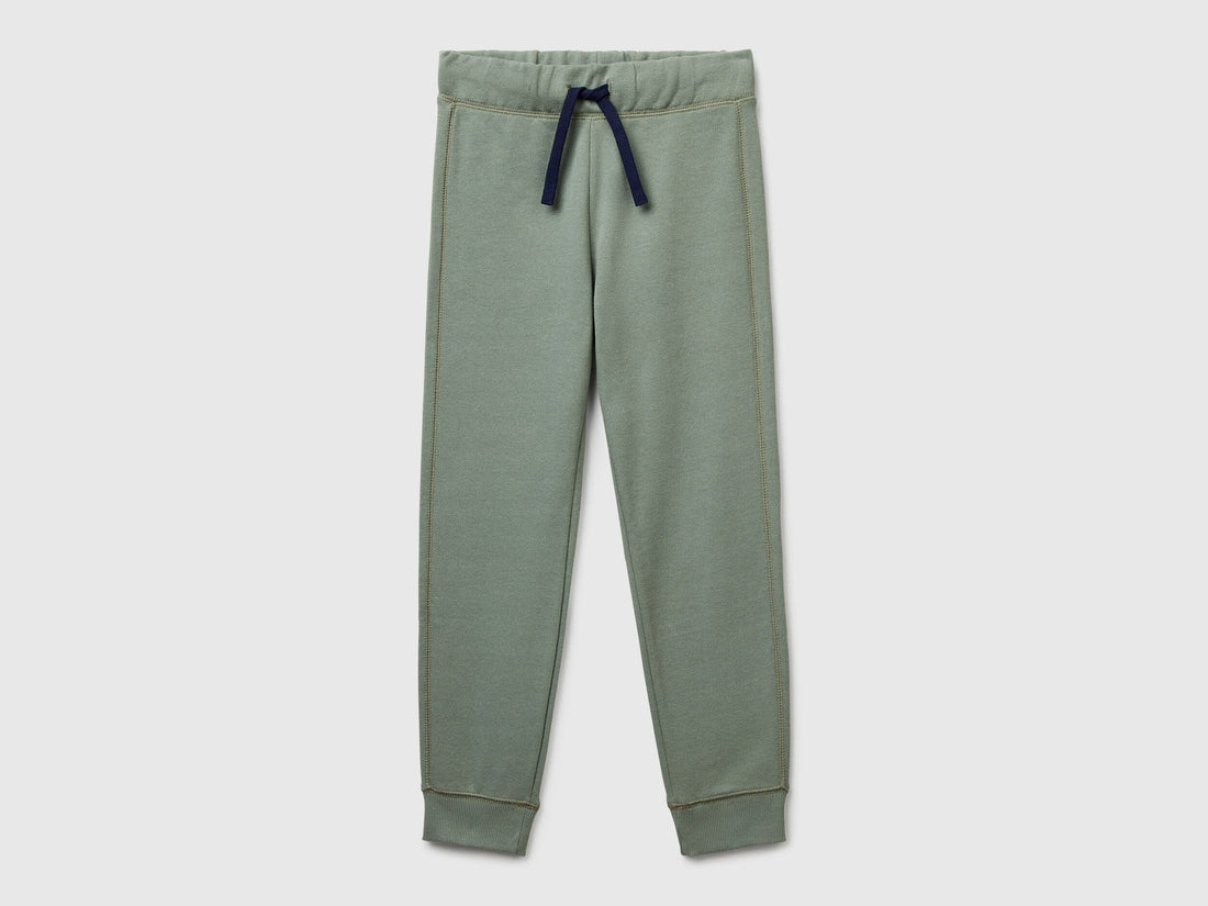 Benetton_Light Green_Sweatpants with Logo_3J68CF058_075_01