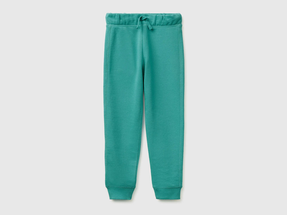 Benetton Light Green Boys Sweatpants with Logo SKU: 3J68CF058_08N Image 01