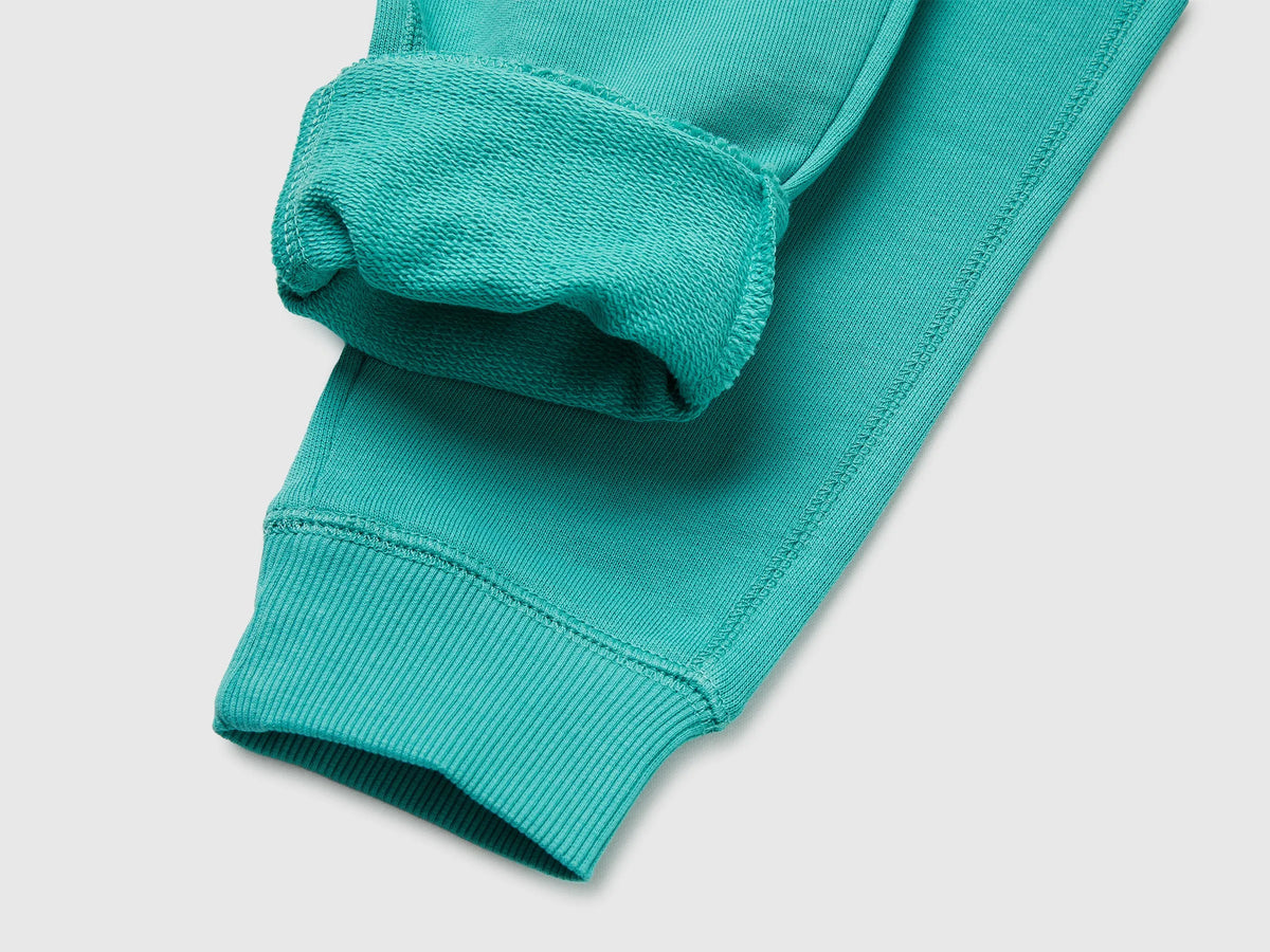 Benetton Light Green Boys Sweatpants with Logo SKU: 3J68CF058_08N Image 03