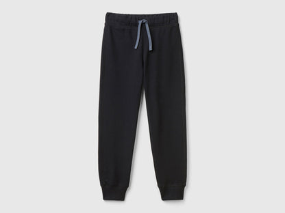 Benetton_Black_Sweatpants with Logo_3J68CF058_100_01