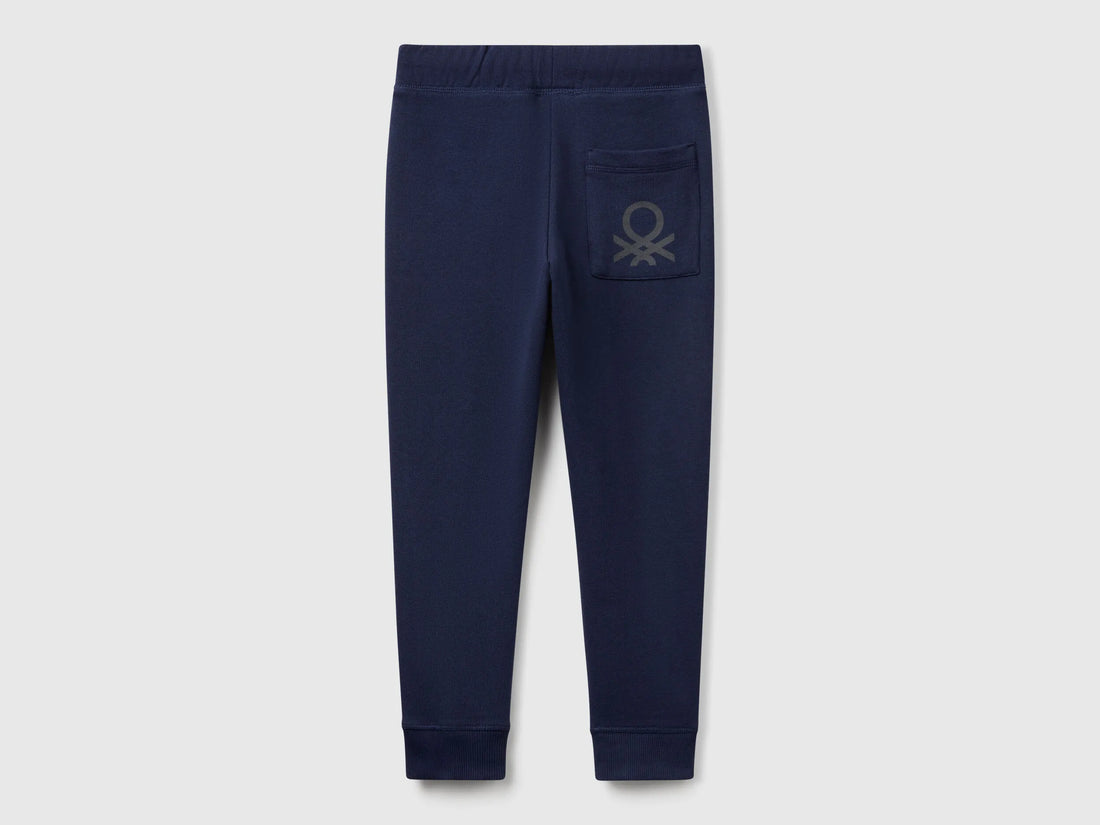 Benetton Dark Blue Boys Sweatpants with Logo SKU: 3J68CF058_252 Image 02
