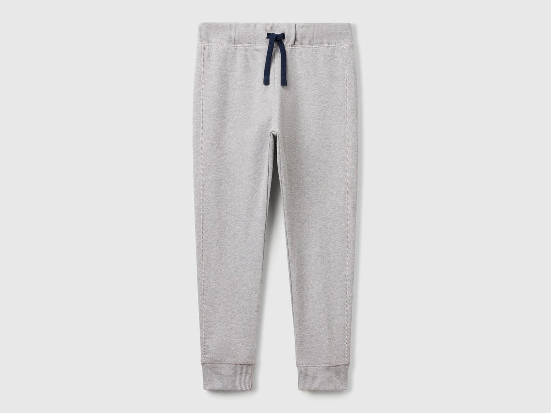 Benetton Light Gray Boys Sweatpants with Logo SKU: 3J68CF058_501 Image 01