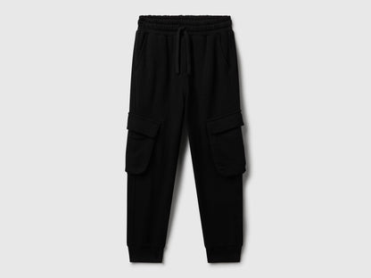 Benetton_Black_Sweat Fabric Cargo Joggers_3J68CF06I_100_01