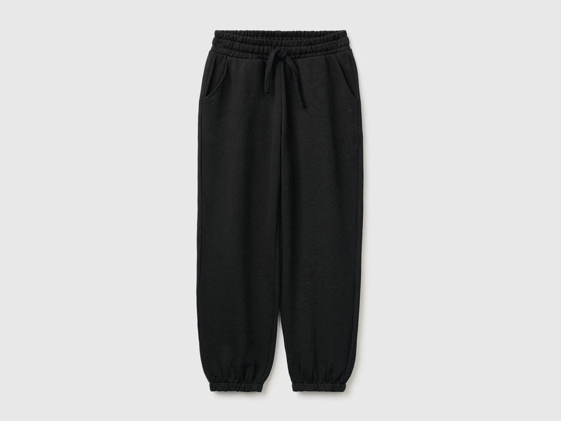 Benetton Black Girls Logo Sweatpants SKU: 3J68CF075_100 Image 01