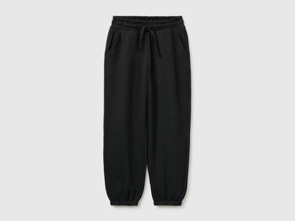 Benetton Black Girls Logo Sweatpants SKU: 3J68CF075_100 Image 01