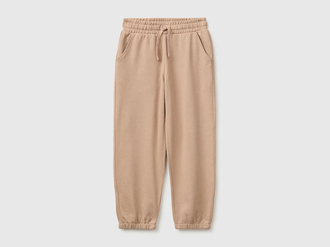 Benetton Dove Gray Girls Logo Sweatpants SKU: 3J68CF075_199 Image 01