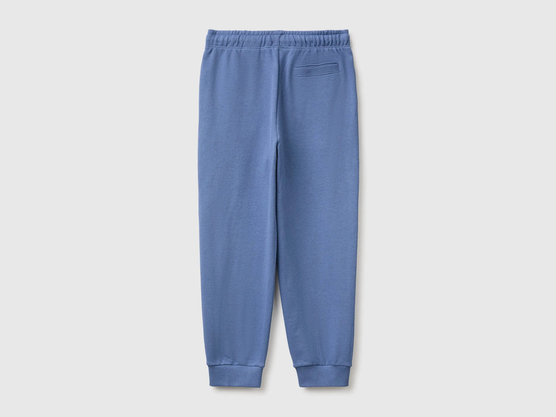Benetton Blue Boys 100% Cotton Fleece Joggers SKU: 3J68CF077_0G6 Image 02
