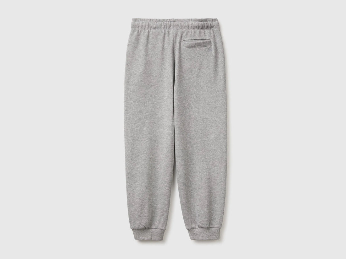 Benetton Light Gray Boys 100% Cotton Fleece Joggers SKU: 3J68CF077_501 Image 02
