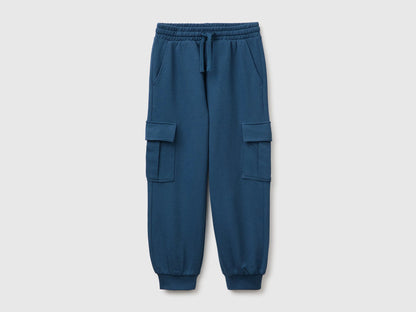 Benetton Dark Blue Boys Fleece Cargo Pants SKU: 3J68CF079_37T Image 01