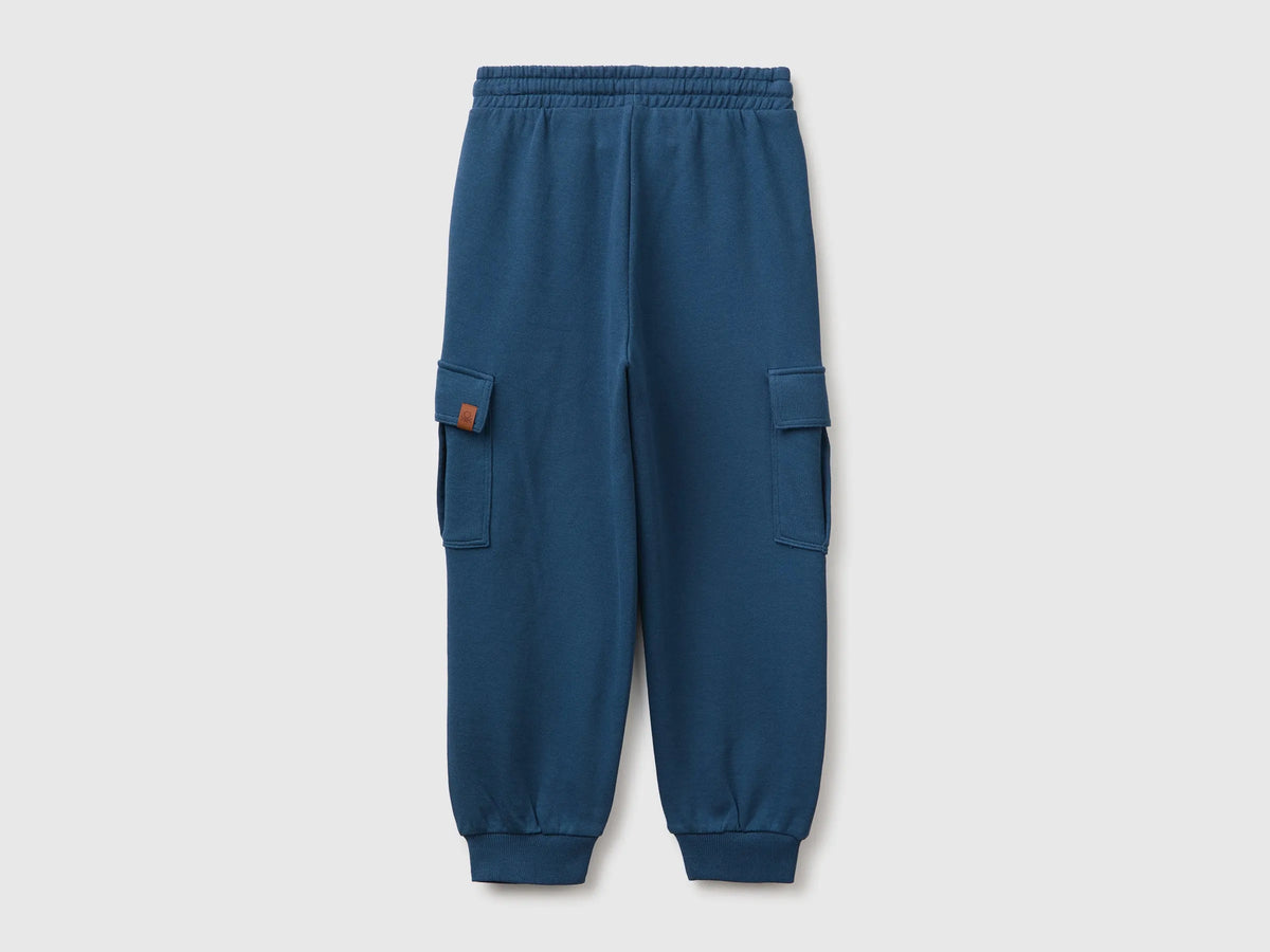 Benetton Dark Blue Boys Fleece Cargo Pants SKU: 3J68CF079_37T Image 02
