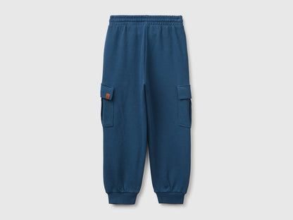 Benetton Dark Blue Boys Fleece Cargo Pants SKU: 3J68CF079_37T Image 02