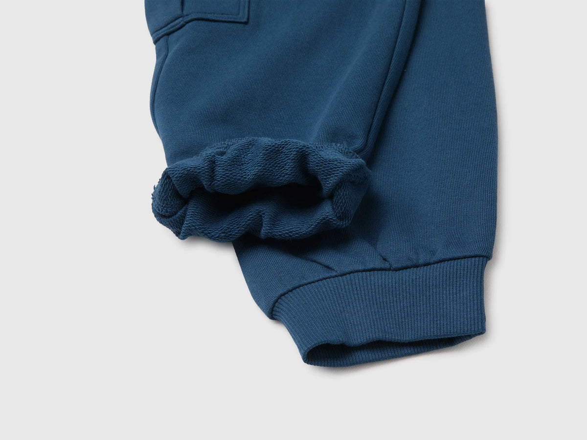 Benetton Dark Blue Boys Fleece Cargo Pants SKU: 3J68CF079_37T Image 03
