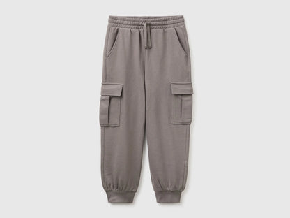 Benetton Gray Boys Fleece Cargo Pants SKU: 3J68CF079_39R Image 01