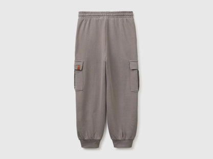 Benetton Gray Boys Fleece Cargo Pants SKU: 3J68CF079_39R Image 02