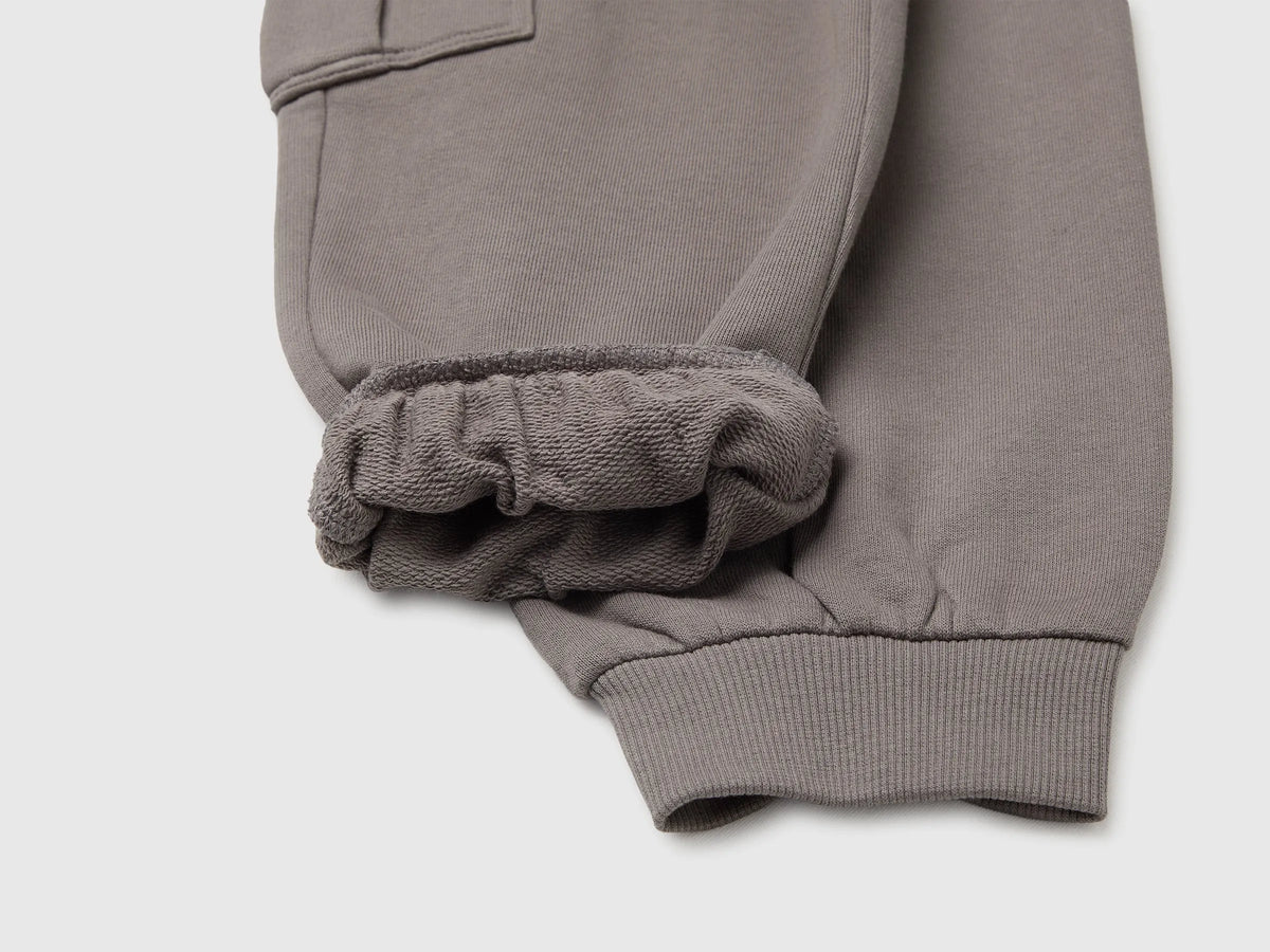 Benetton Gray Boys Fleece Cargo Pants SKU: 3J68CF079_39R Image 03