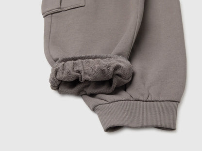 Benetton Gray Boys Fleece Cargo Pants SKU: 3J68CF079_39R Image 03