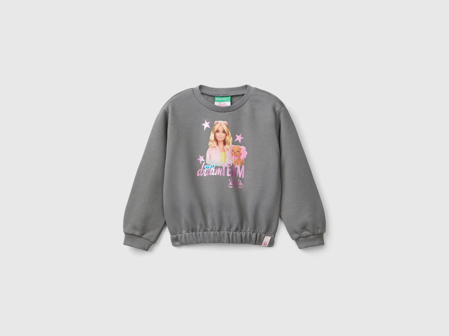 Gray Barbie Sweatshirt With Glossy Print_01