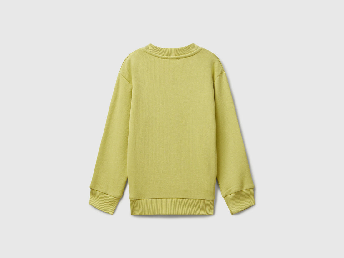 Benetton_Yellow_Long Sleeve Sweatshirt with Print_3J68G10KN_0Y6_02