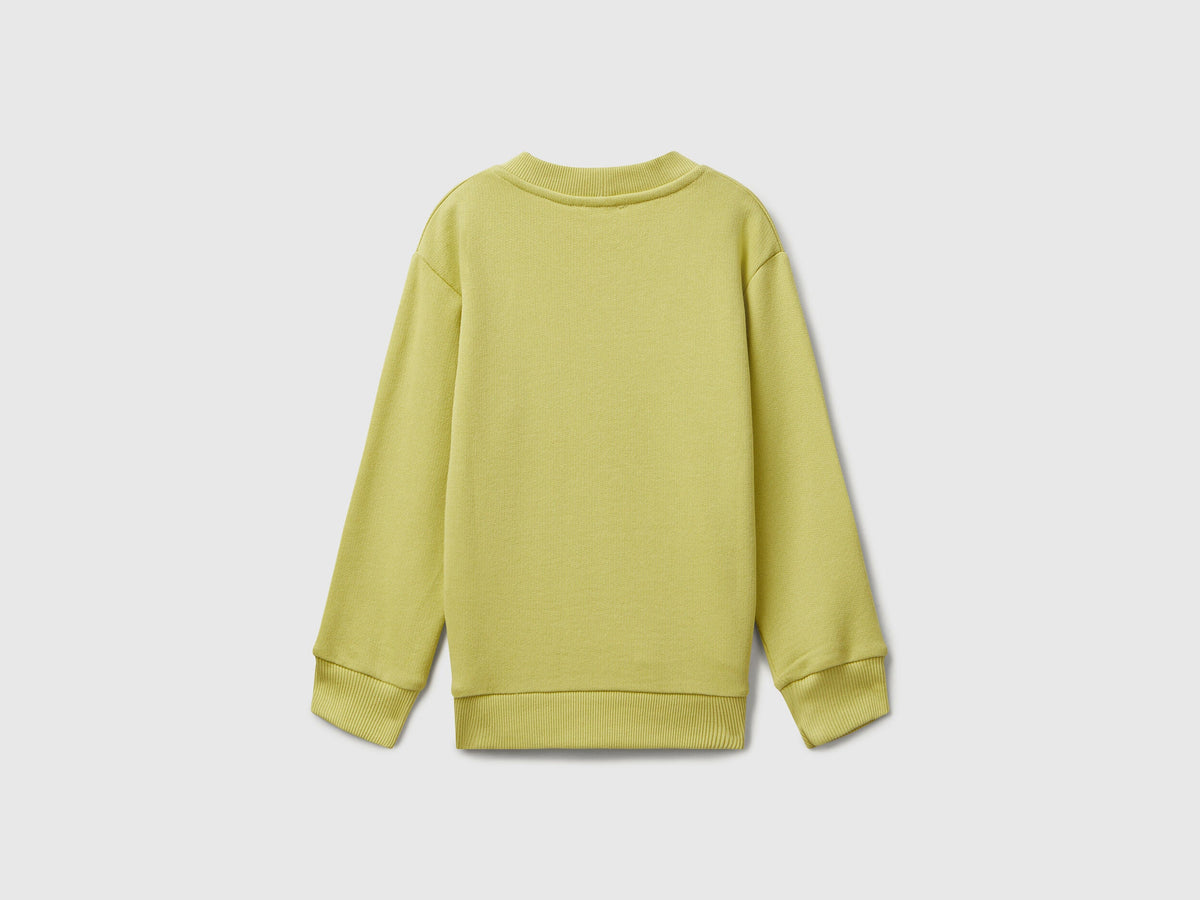 Benetton_Yellow_Long Sleeve Sweatshirt with Print_3J68G10KN_0Y6_02