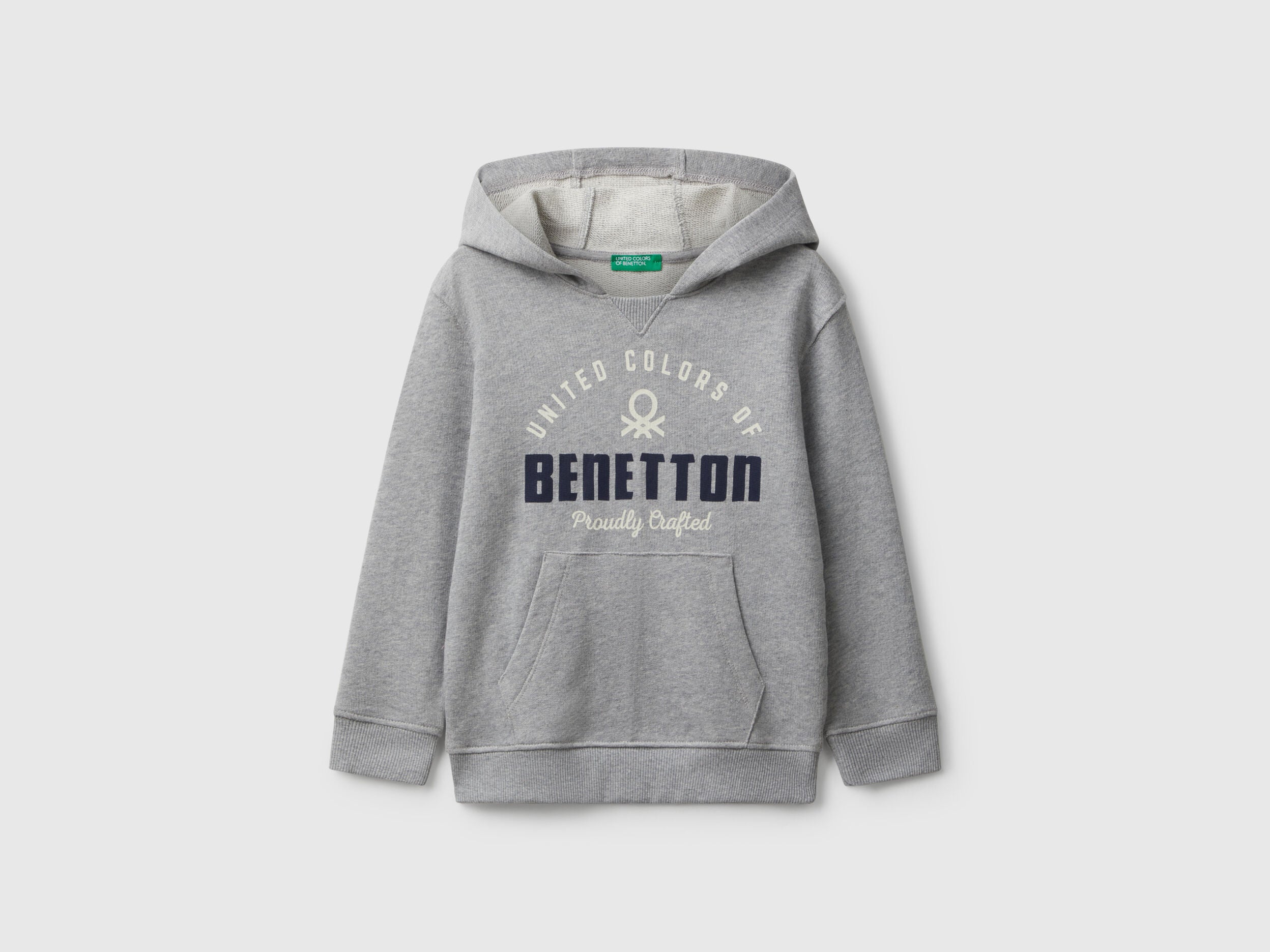 Benetton_Light Gray_Hoodie with Pocket and Hood_3J68G2014_501_01