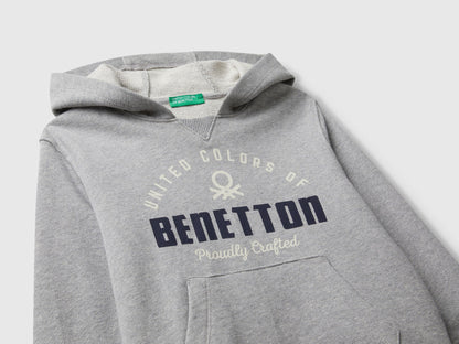 Benetton_Light Gray_Hoodie with Pocket and Hood_3J68G2014_501_03