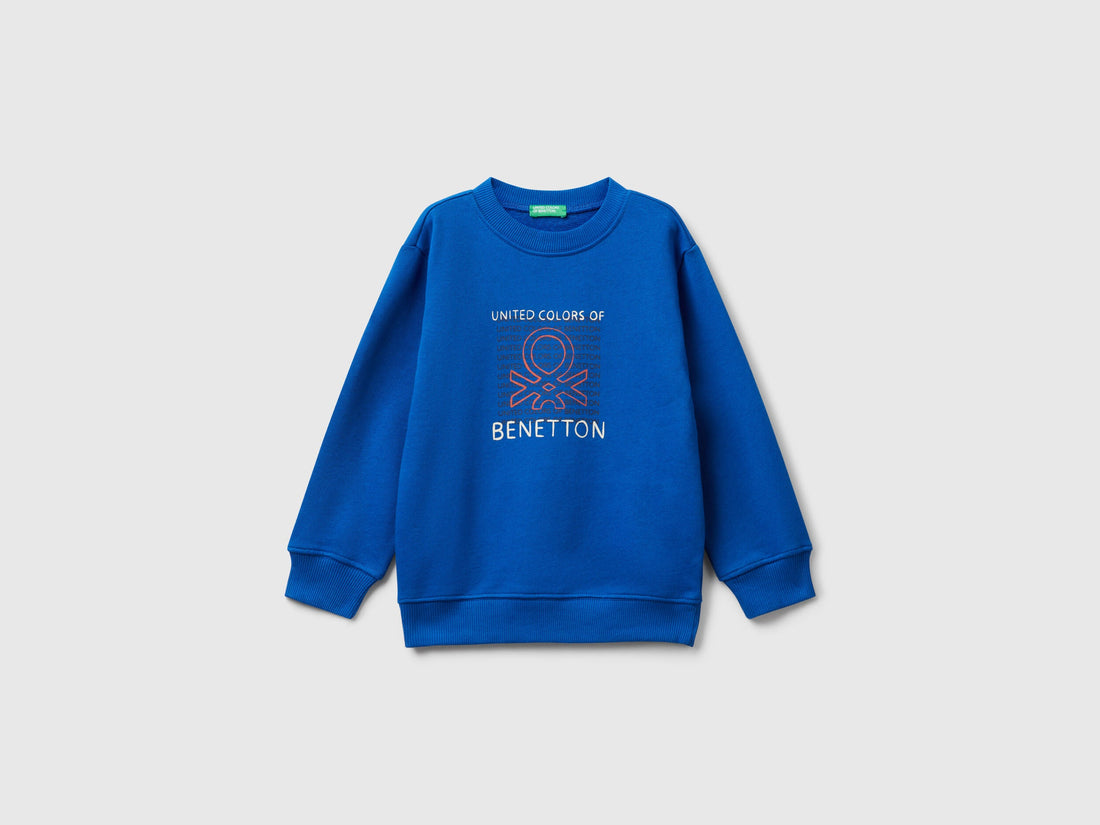 Benetton_Bright Blue_Regular Fit Sweatshirt with Print_3J70G10JY_19R_01