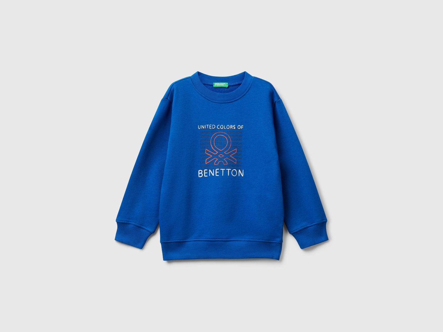 Benetton_Bright Blue_Regular Fit Sweatshirt with Print_3J70G10JY_19R_01