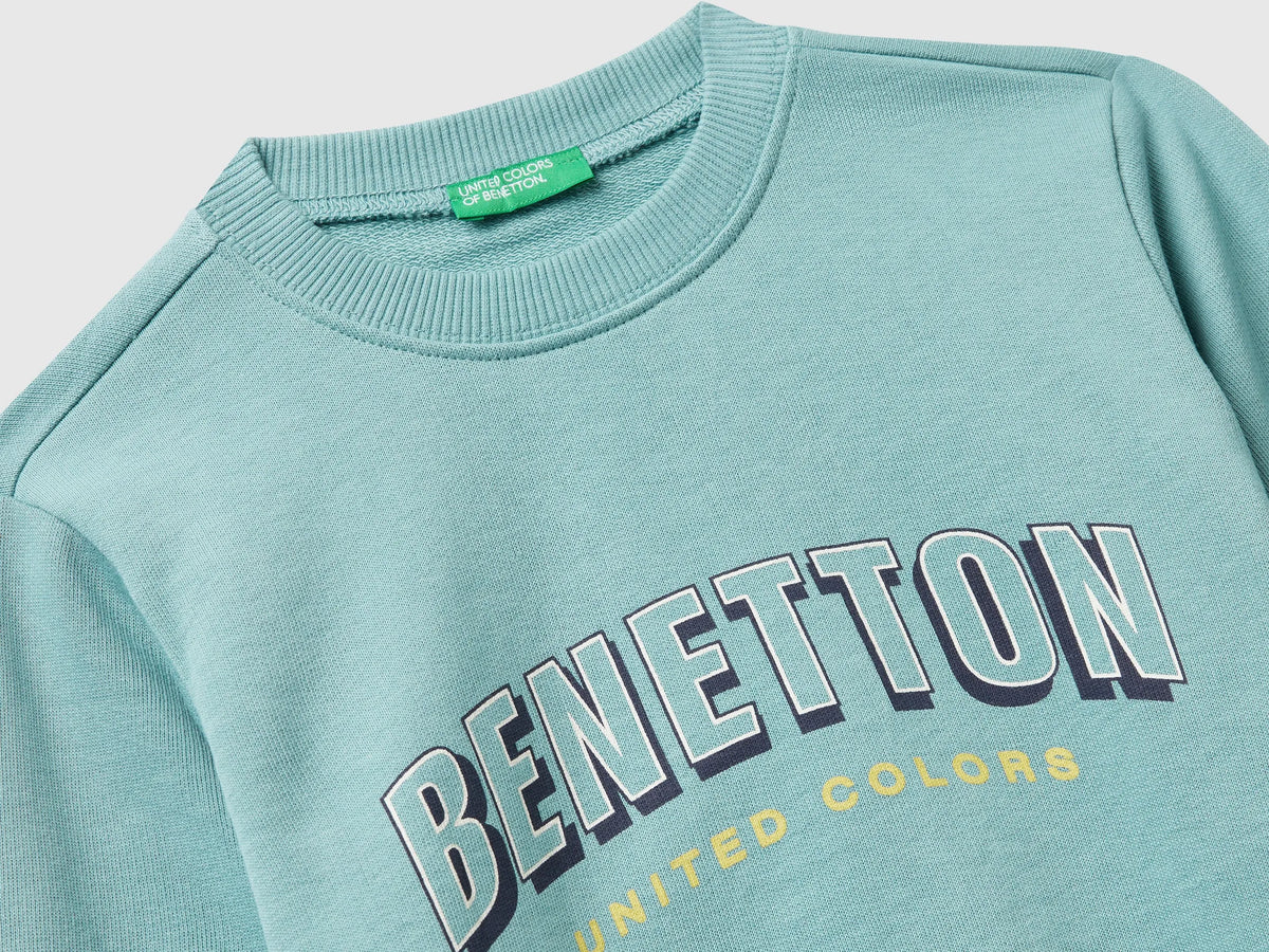 Benetton Sky Blue Boys Regular Fit Sweatshirt with Print SKU: 3J70G10JY_33K Image 03