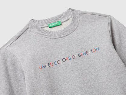Benetton_Light Gray_Regular Fit Sweatshirt with Print_3J70G10JY_501_03