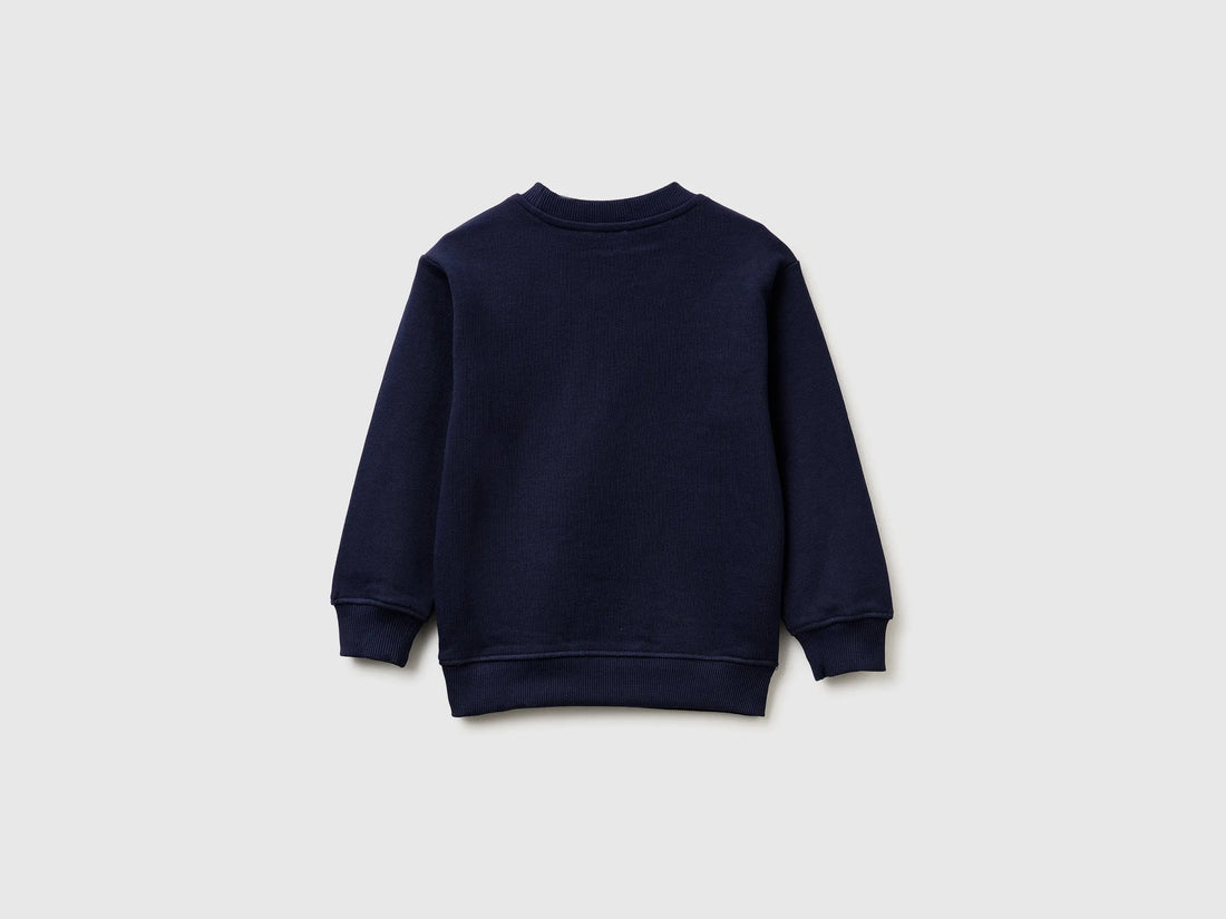 Benetton Dark blue Boys Organic Cotton Sweatshirt with Logo Print SKU: 3J70G10LJ_252 Image 02