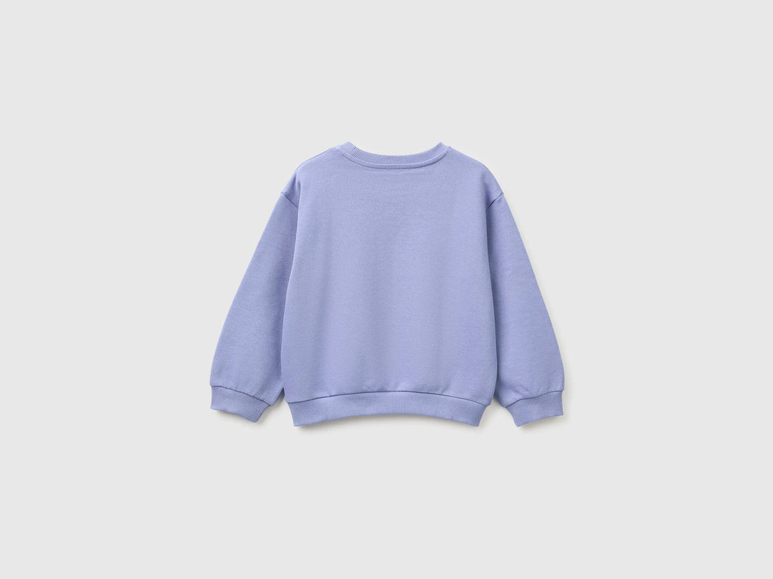Benetton Violet Girls Sweatshirt with Print and Embroidery in Organic Cotton SKU: 3J70G10NJ_19J Image 02