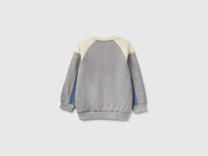 Benetton Light Gray Boys Closed Color Block Sweatshirt SKU: 3J70G10NM_901 Image 02