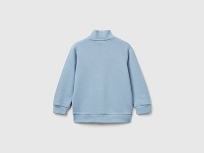 Benetton_Blue_Cotton Sweatshirt with Logo_3J70G503X_0W2_02