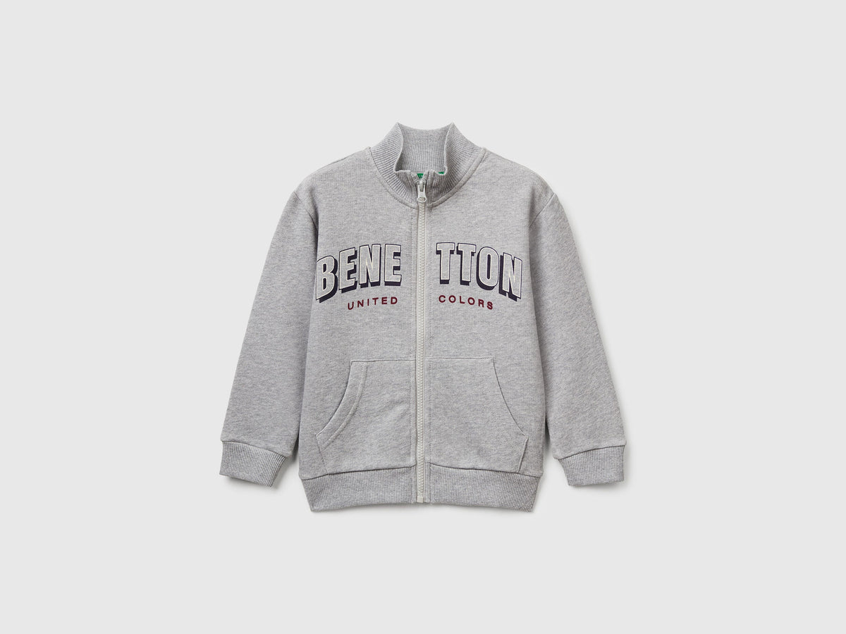 Benetton_Grey_Cotton Sweatshirt with Logo_3J70G503X_501_01