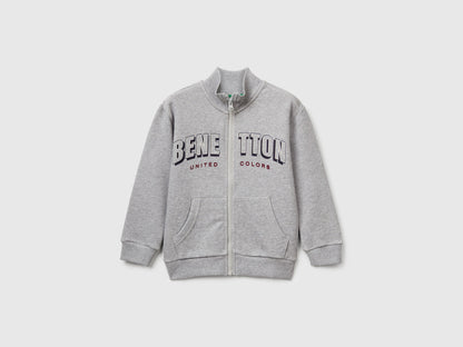 Benetton_Grey_Cotton Sweatshirt with Logo_3J70G503X_501_01
