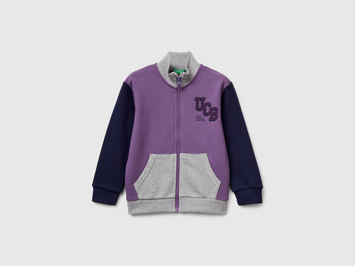 Benetton_Purple_Cotton Sweatshirt with Logo_3J70G503X_903_01
