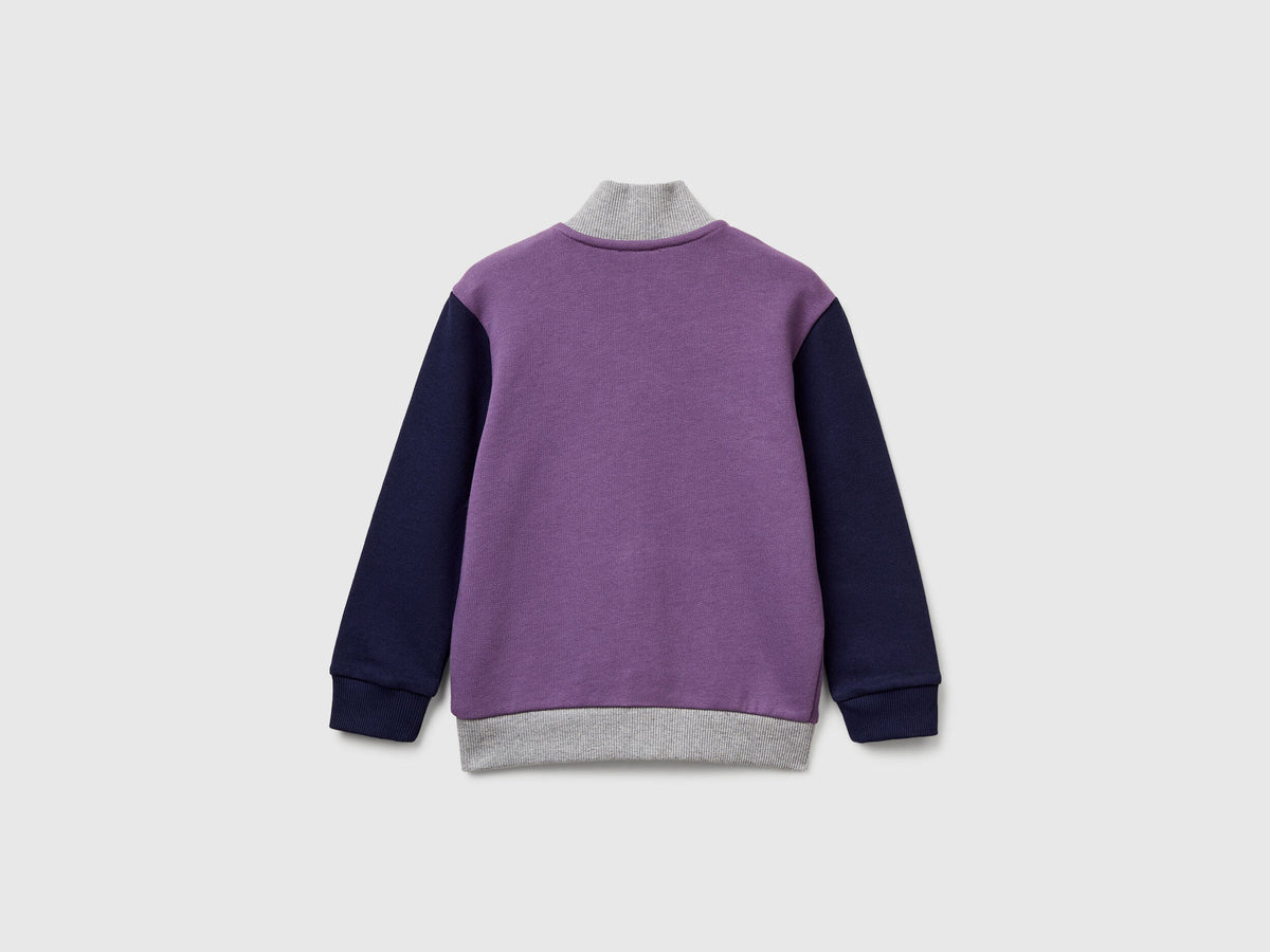 Benetton_Purple_Cotton Sweatshirt with Logo_3J70G503X_903_02
