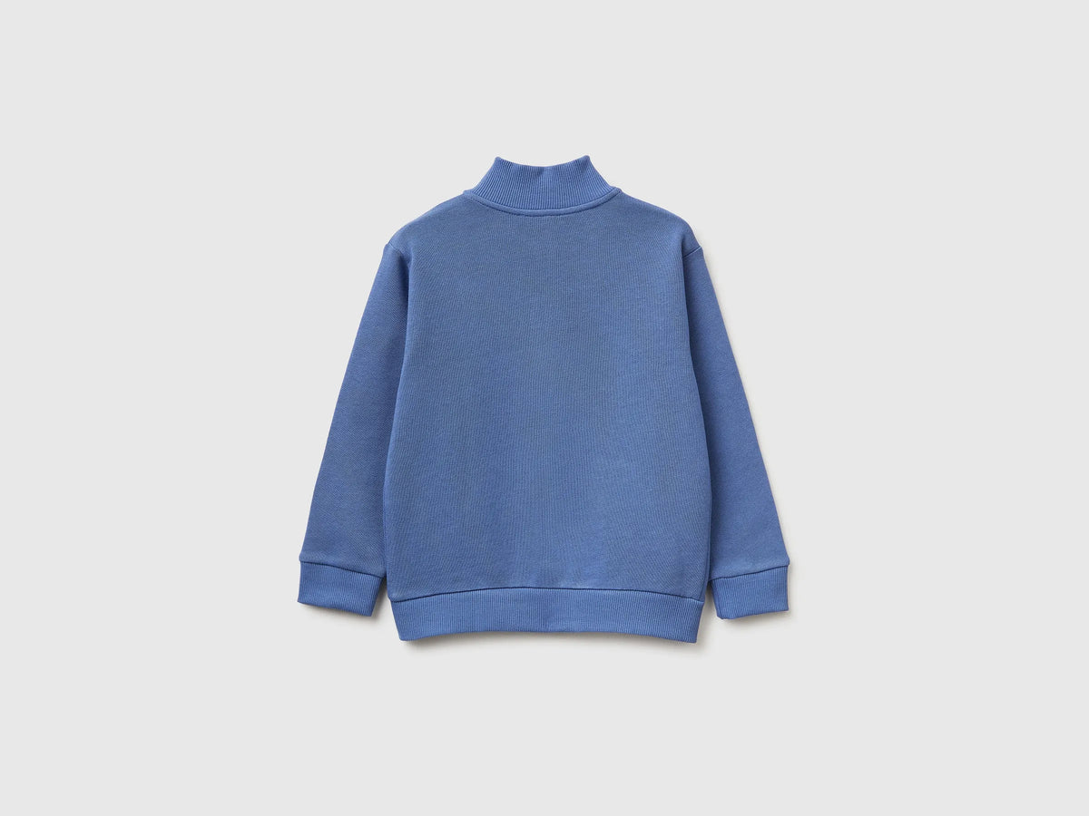 Benetton Air force blue Boys Organic Cotton Zip-Up Sweatshirt SKU: 3J70G504A_05N Image 02