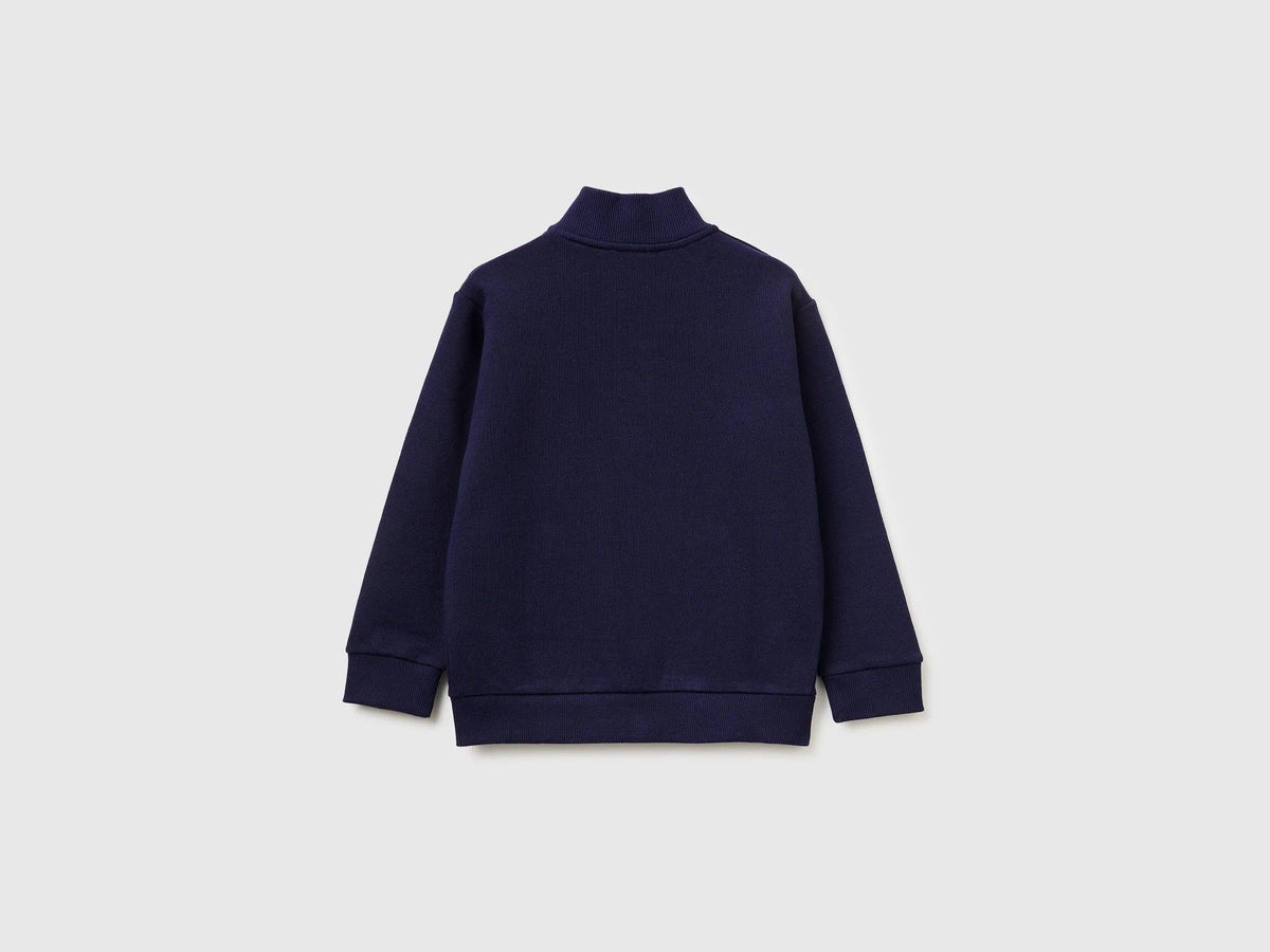 Benetton Dark blue Boys Organic Cotton Zip-Up Sweatshirt SKU: 3J70G504A_252 Image 02